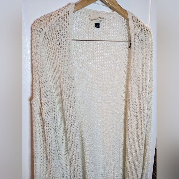 Women's Long Sleeve White Sweater Long length open knit Universal Threads Large - Picture 2 of 4